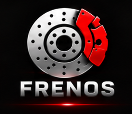 Logo RVS de Frenos: disco de freno y cáliper rojo